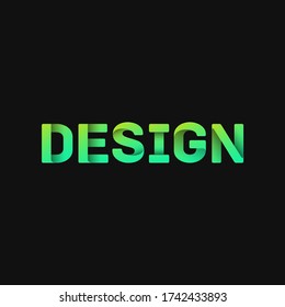 Folded paper word 'DESIGN' with dark background, vector illustration
