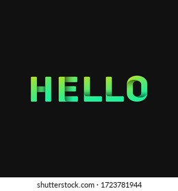 Folded paper word 'HELLO' with dark background, vector illustration