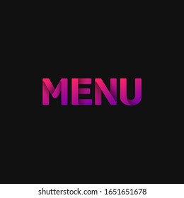 Folded paper word 'MENU' with dark background, vector illustration