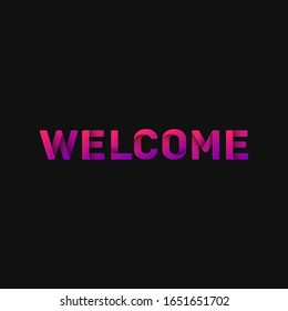 Folded paper word 'WELCOME' with dark background, vector illustration