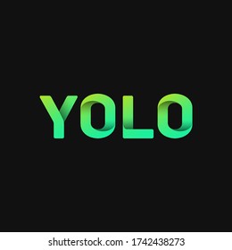 Folded paper word 'YOLO' with dark background, vector illustration