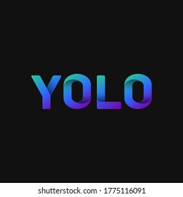 Folded paper word 'YOLO' with dark background, vector illustration