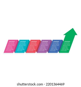 folded papers and arrow sign informational template. six steps infographic template. magazine, web, business, internet, annual report infographic template