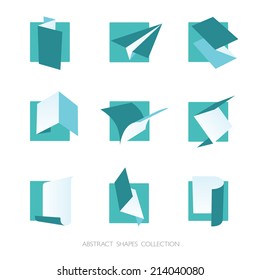Folded papers collection. Vector graphic set. Logo templates.