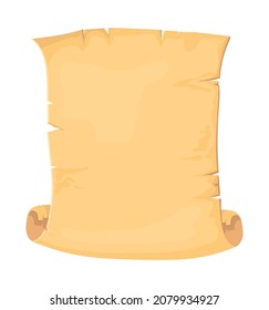 Pergamino doblado. Desplazamiento de papel para libro o mapa, ilustración vectorial de dibujos animados aislada en fondo blanco