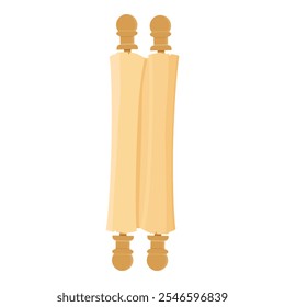 Folded parchment scroll isolated on white background. Old paper roll, papyrus. Vector illustration