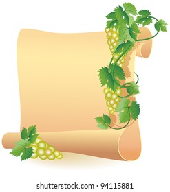 Folded parchment for your text and vine