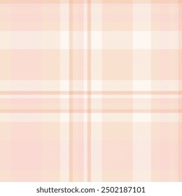 Folded plaid check pattern, old-fashioned textile tartan seamless. Calm background vector texture fabric in light and sea shell colors palette.