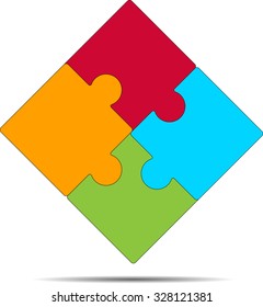Folded puzzle icon. Jigsaw and management, unusual strategy business, vector art design abstract unusual fashion illustration