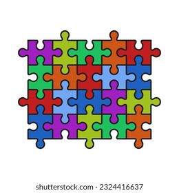 Folded puzzle pieces or jigsaw puzzles. Colorful colored background.