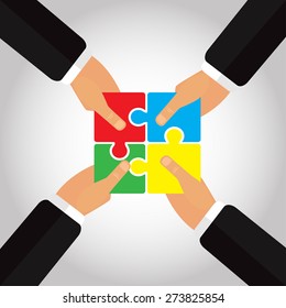 Folded Puzzles Hands 4 Hands Vector Stock Vector (Royalty Free ...