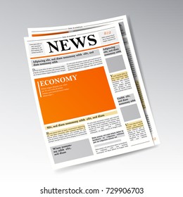 Folded Realistic Economic Newspaper Vector. Business, Finance Information. Daily Newspaper Journal Design. Illustration
