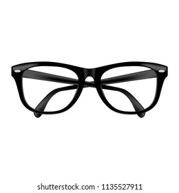 Folded realistic eyeglasses black frame.  Retro glasses.