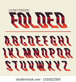 Folded red abstract typography font