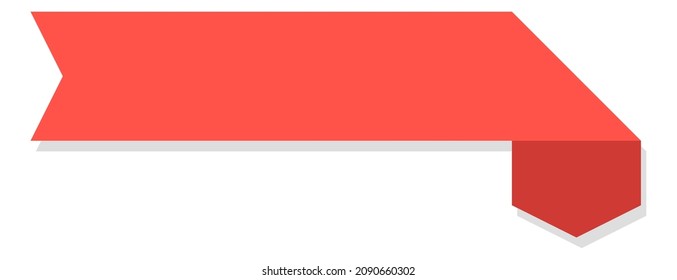 Folded ribbon arrow. Red blank pointing tag