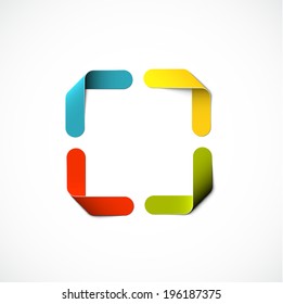 Folded ribbons forming the corners of an empty square. EPS10 vector abstract background.