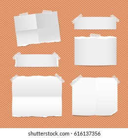 Folded ripped white letter, brochure, leaflet with shadow on orange squared pattern