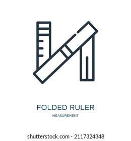 icono de línea delgada de regla plegada. 1, 3 iconos lineales a partir del signo de contorno aislado del concepto de medida. Elemento de símbolo de ilustración vectorial para diseño web y aplicaciones.
