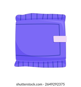 Almofada sanitária dobrada em invólucro, isolada. Ilustração limpa e mínima, ideal para higiene feminina, cuidados de saúde, menstruação e conceitos de produto de época.