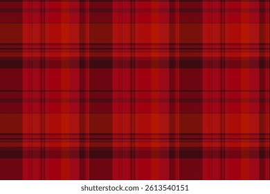 Folded seamless fabric pattern, oilcloth plaid check vector. Merry texture tartan background textile in red and dark colors palette.
