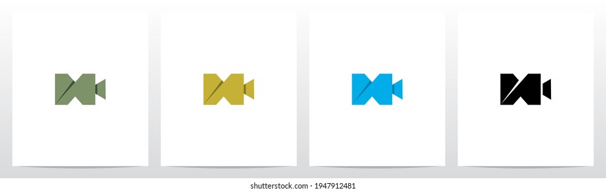 Folded Shape Camera Formed Letter Logo Design H