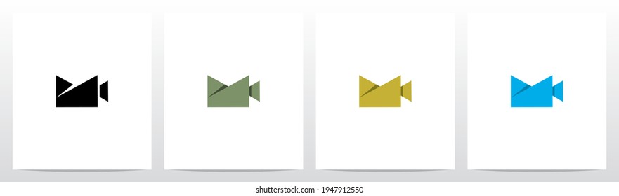 Folded Shape Camera Formed Letter Logo Design M
