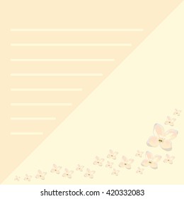 Folded sheets for notes in a triangle shape after bending with the drawn  flowers. Vectors illustration. Postcard 