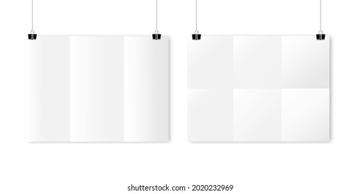 Folded sheets in realistic style. Template background. Mockup template. Vector illustration. Stock image.