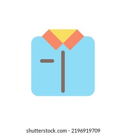 Folded shirt flat color ui icon. Work uniforms for sale. Pajamas store. Formal clothes. Ecommerce site. Simple filled element for mobile app. Colorful solid pictogram. Vector isolated RGB illustration