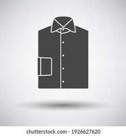 Folded Shirt Icon. Dark Gray on Gray Background With Round Shadow. Vector Illustration.