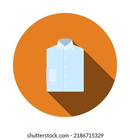 Folded Shirt Icon. Flat Circle Stencil Design With Long Shadow. Vector Illustration.