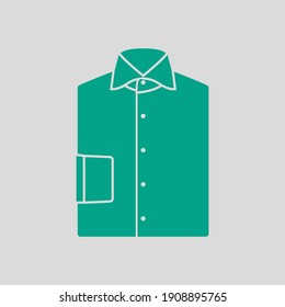 Icono de camisas dobladas. Verde sobre fondo gris. Ilustración vectorial.