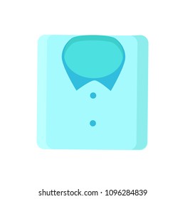 Folded shirt icon isolated on white vector card, illustration of elegante official clothing, part of business style apparel made from blue textile