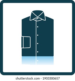 Folded Shirt Icon. Square Shadow Reflection Design. Vector Illustration.