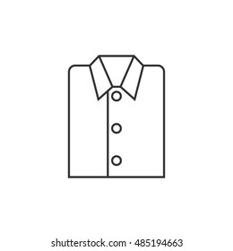 Folded shirt icon in thin outline style. Laundry cleaning