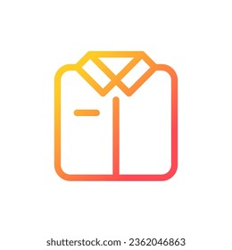 Folded shirt pixel perfect gradient linear ui icon. Work uniform for sale. Pajamas store. Formal clothes. Line color user interface symbol. Modern style pictogram. Vector isolated outline illustration