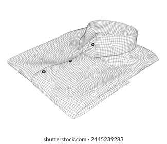 Folded shirt thin wireframe icon. Modern vector Illustration of men's wear. Vector drawing of folded shirt templates. Isometric view.