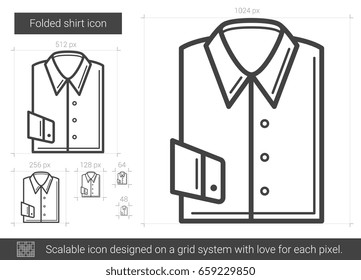 Icono de línea vectorial de camisa doblada aislado en fondo blanco. Icono de línea de camisa doblada para infografía, sitio web o aplicación. Icono escalable diseñado en un sistema de cuadrícula.