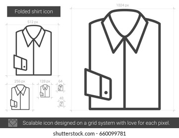 Folded shirt vector line icon isolated on white background. Folded shirt line icon for infographic, website or app. Scalable icon designed on a grid system.