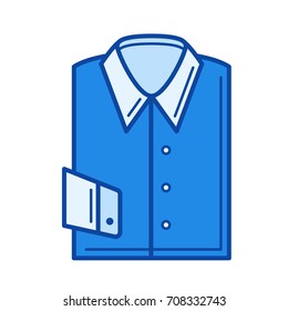 Folded shirt vector line icon isolated on white background. Folded shirt line icon for infographic, website or app. Blue icon designed on a grid system.