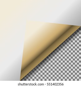 Folded up silver white foil blank vector note paper.