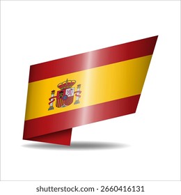 Gefaltete spanische Nationalflagge, die mit einem Schatten glänzt.