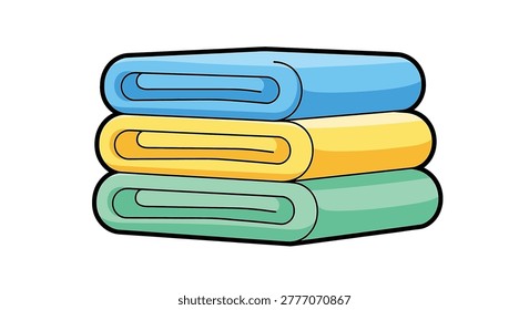 Folded stack of colorful towels