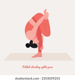 Folded standing splits pose. Young woman practicing Yoga pose. Woman workout fitness, aerobic and exercise