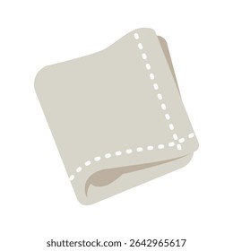 Folded Stitch Towel Illustration - Minimal Soft Fabric Icon for Home and Hygiene Use