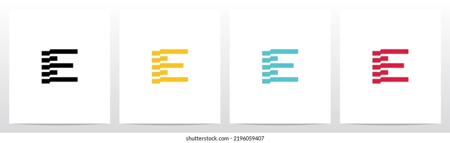 Folded Stripes Letter Logo Design E