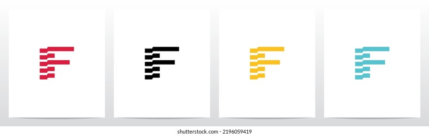 Folded Stripes Letter Logo Design F