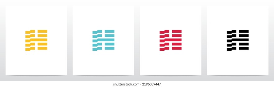 Folded Stripes Letter Logo Design H