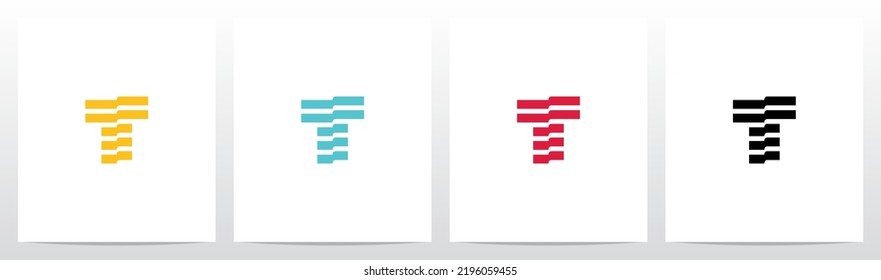Folded Stripes Letter Logo Design T