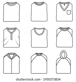 Ilustración vectorial de camiseta doblada para el manual de embalaje.